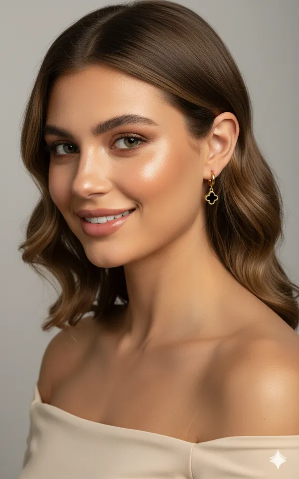 Gold_Premium__Plated_Midnight_Clover_Charm_Earrings_For_Women