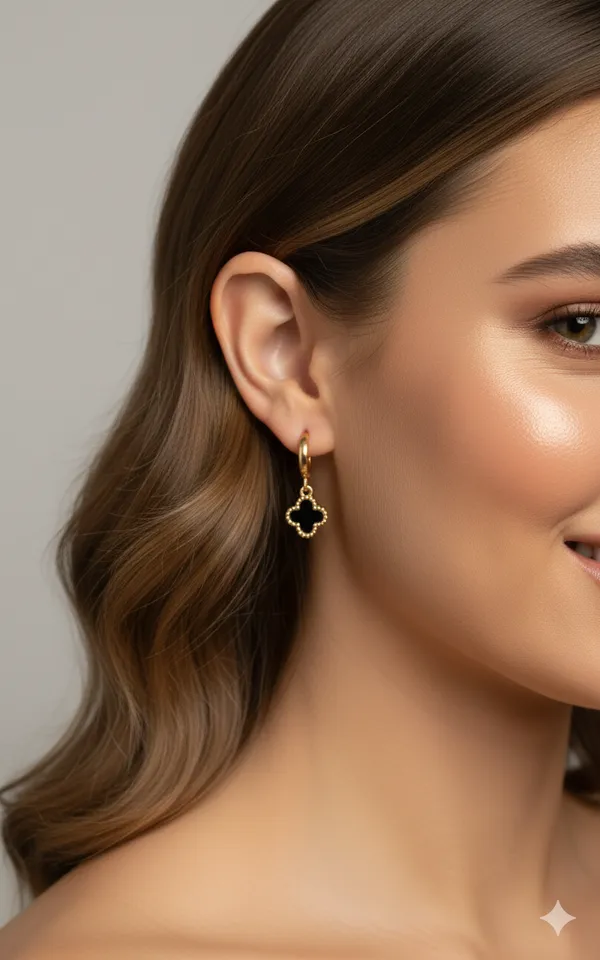 Gold_Premium__Plated_Midnight_Clover_Charm_Earrings_For_Women