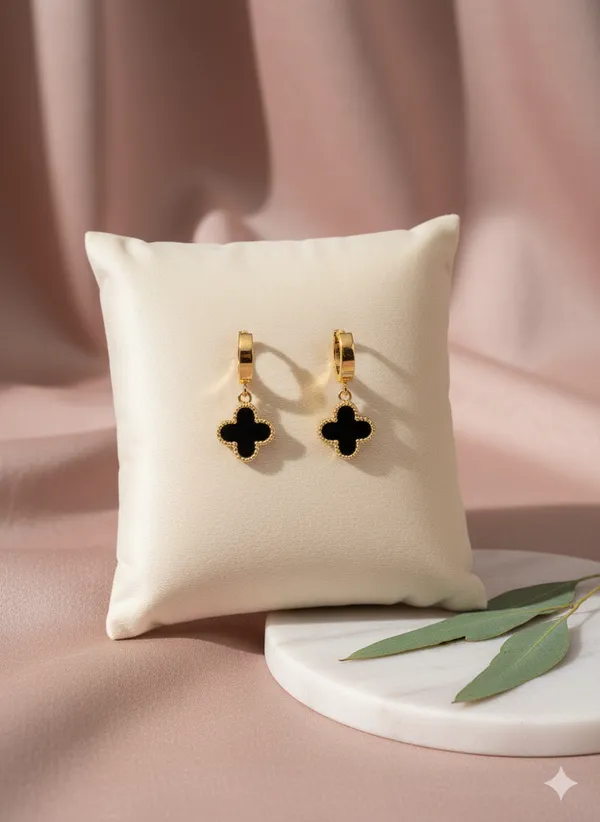 Gold_Premium__Plated_Midnight_Clover_Charm_Earrings_For_Women