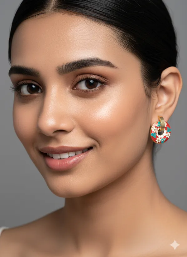 Gold_Premium__Plated_Scarlet_Garden_Enamel_Earrings_For_Women