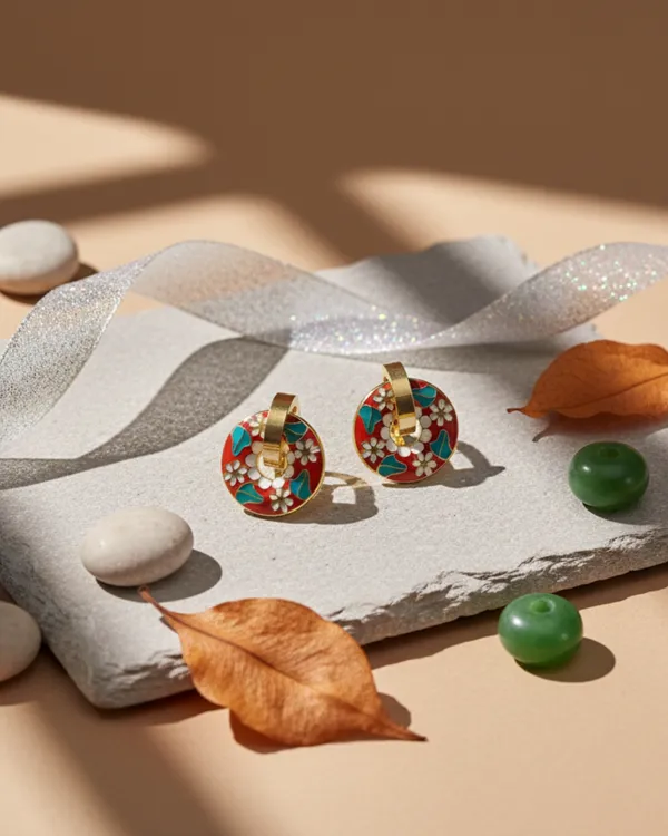 Gold_Premium__Plated_Scarlet_Garden_Enamel_Earrings_For_Women