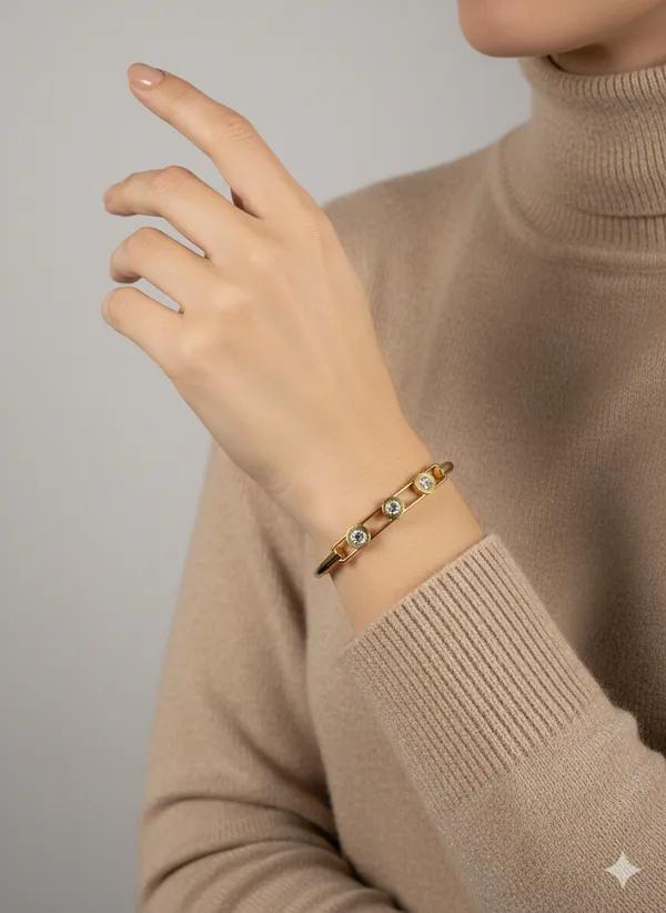 Gold_Premium__Plated_Triple_Gem_Elegance_Bracelet_For_Women