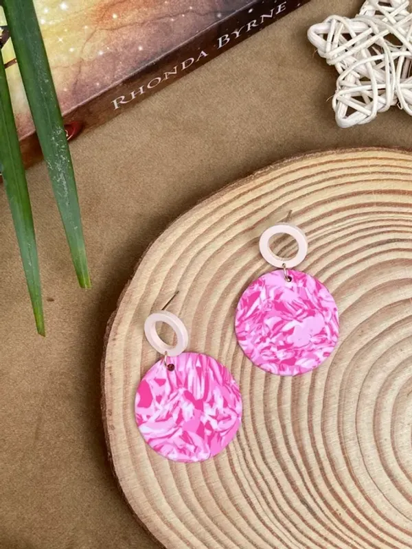 Pink_Premium_Abstract_Design_Polymer_Clay_Earring_For_Women