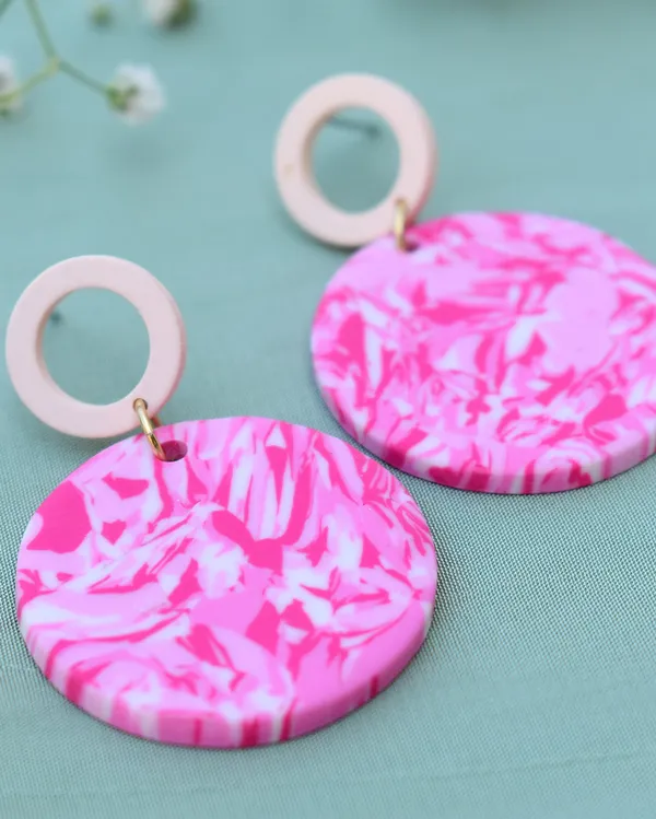 Pink_Premium_Abstract_Design_Polymer_Clay_Earring_For_Women