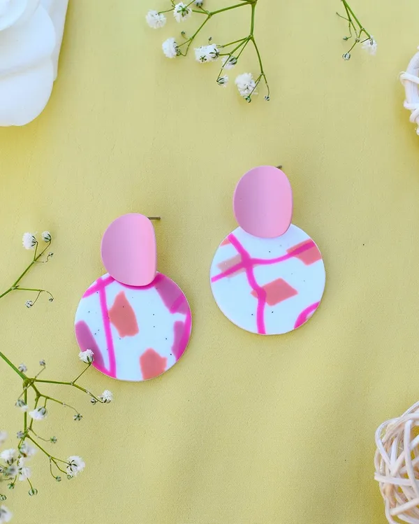 Pink_Premium_Abstract_Polymer_Clay_Earrings_For_Women
