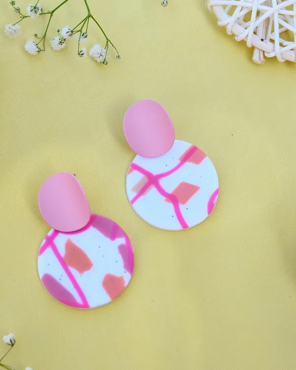 Pink_Premium_Abstract_Polymer_Clay_Earrings_For_Women