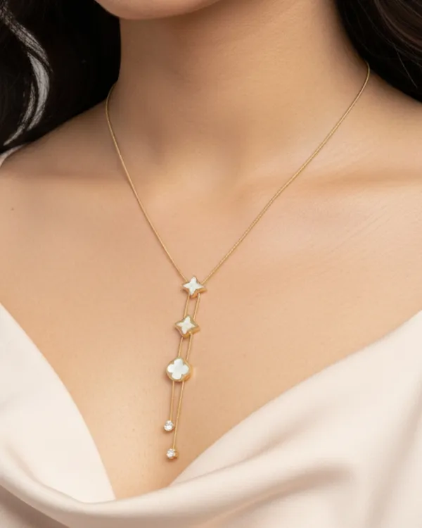 White_&_Gold_Premium_White_Flower_Anti_Tarnish__Plated_Necklace_For_Women