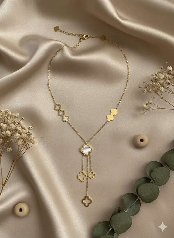 White_&_Gold_Premium_White_Flower_Anti_Tarnish__Plated_Necklace_For_Women
