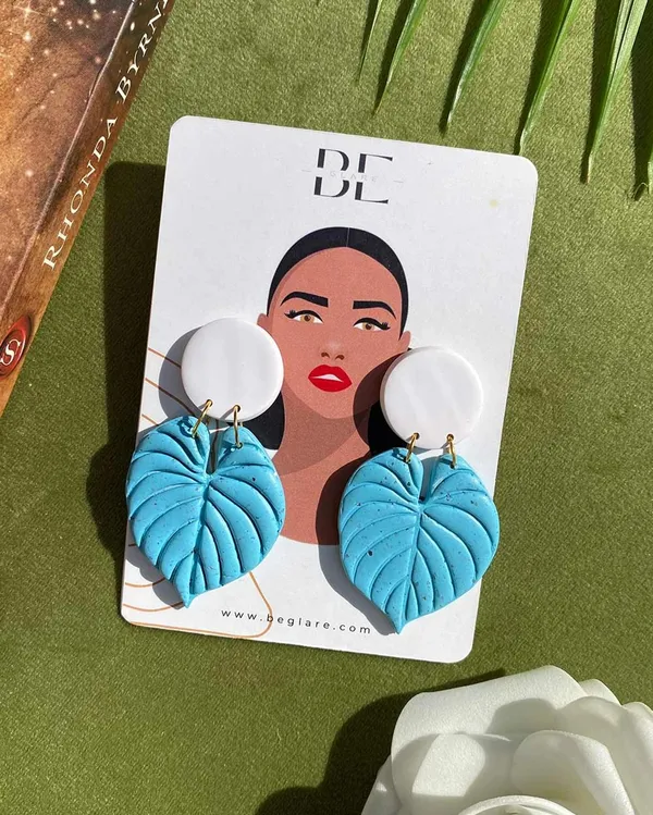Blue_Premium_Leaf_Clay_Earring_For_Women
