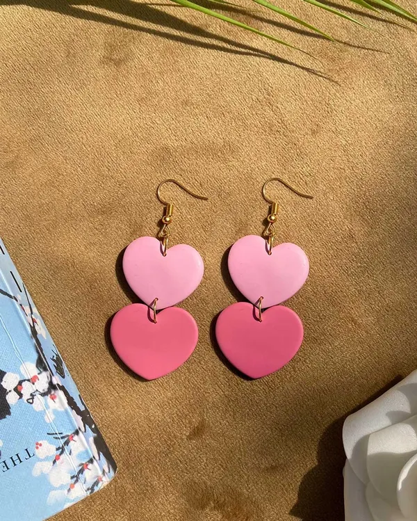 Pink_Premium_Duo_Heart_Clay_Earring_For_Women