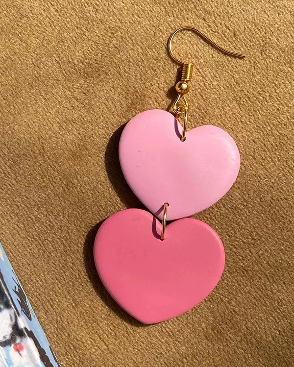 Pink_Premium_Duo_Heart_Clay_Earring_For_Women