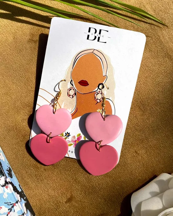 Pink_Premium_Duo_Heart_Clay_Earring_For_Women
