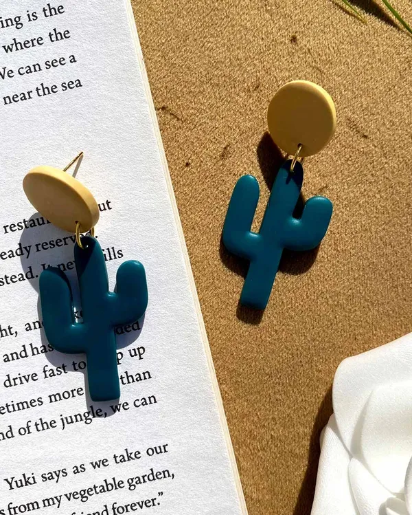 Blue_Premium_Cactus_Clay_Earring_For_Women
