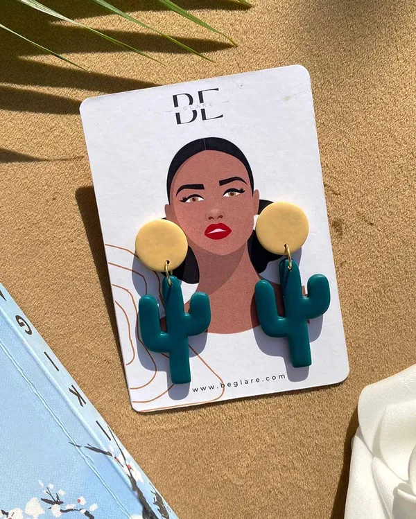 Blue_Premium_Cactus_Clay_Earring_For_Women