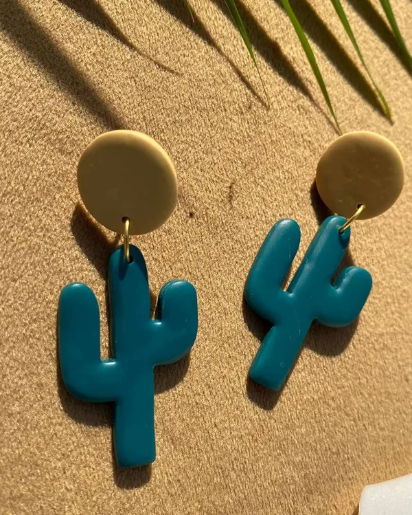 Blue_Premium_Cactus_Clay_Earring_For_Women