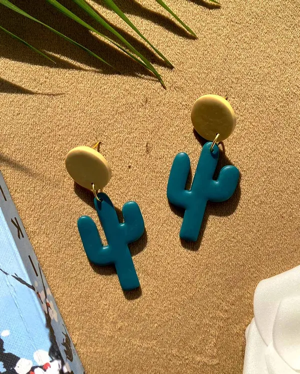 Blue_Premium_Cactus_Clay_Earring_For_Women