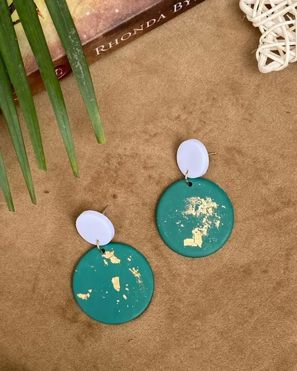 Green_Premium_Round_Polymer_Clay_Earring_For_Women