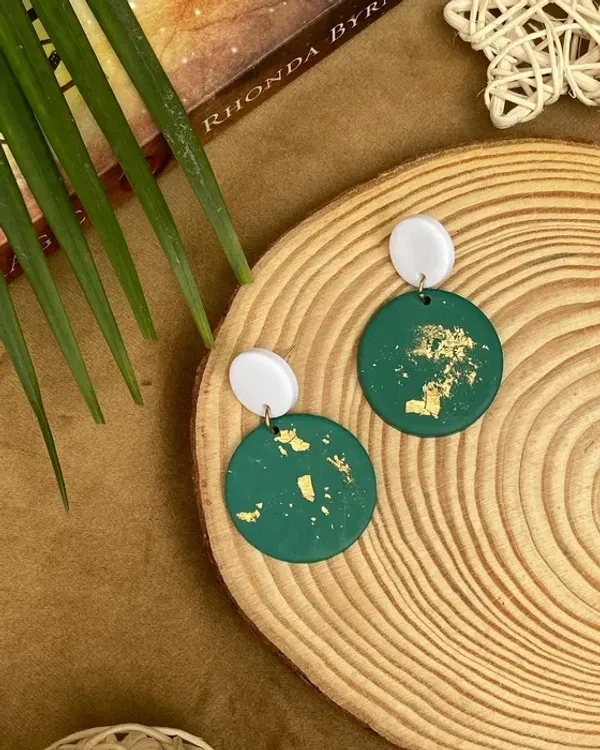 Green_Premium_Round_Polymer_Clay_Earring_For_Women
