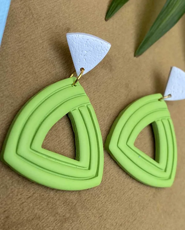 Green_Premium_Triangle_Clay_Earring_For_Women