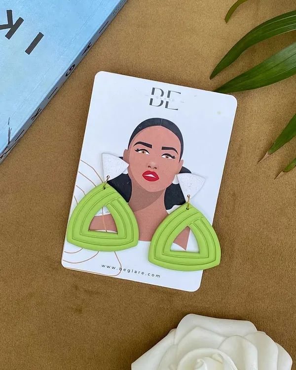Green_Premium_Triangle_Clay_Earring_For_Women