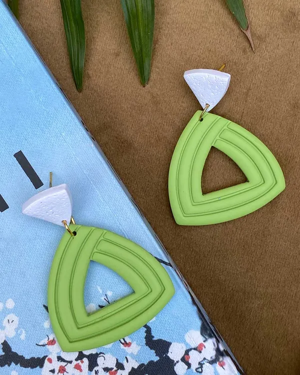 Green_Premium_Triangle_Clay_Earring_For_Women