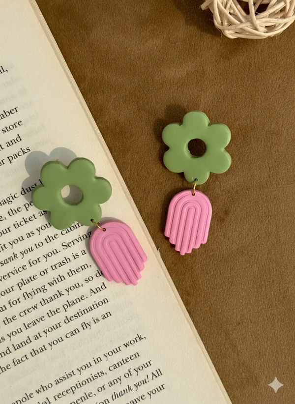 Green_&_Pink_Premium_Pastel_Bloom_Polymer_Clay_Earrings_For_Women