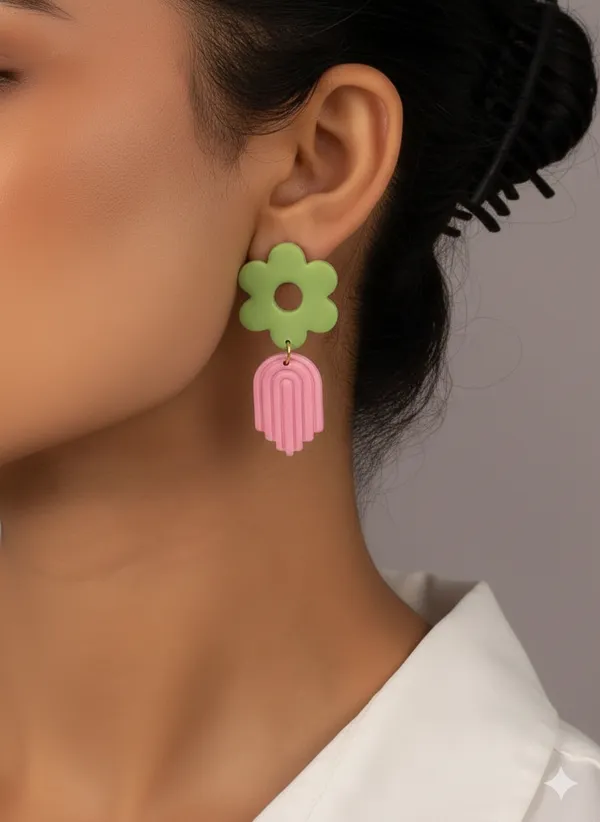 Green_&_Pink_Premium_Pastel_Bloom_Polymer_Clay_Earrings_For_Women