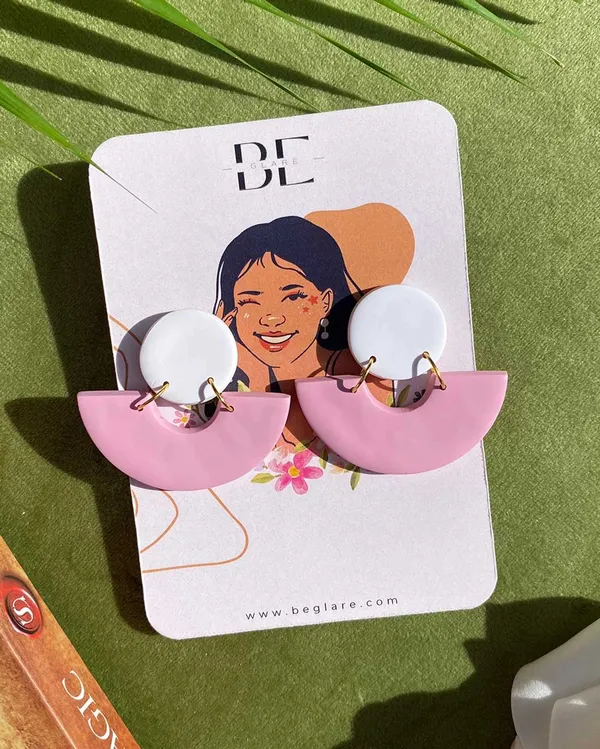 Pink_Premium_Semi_Circle_Clay_Earring_For_Women