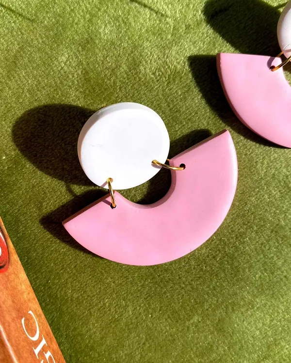 Pink_Premium_Semi_Circle_Clay_Earring_For_Women