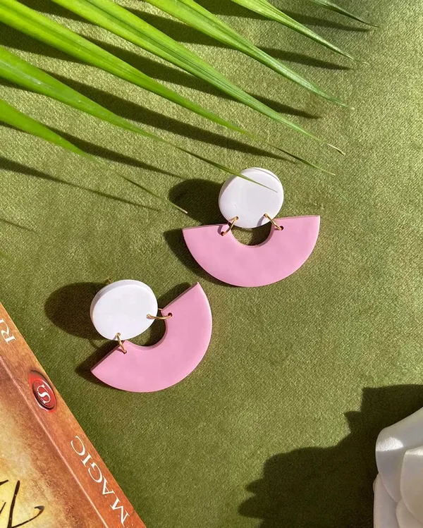 Pink_Premium_Semi_Circle_Clay_Earring_For_Women
