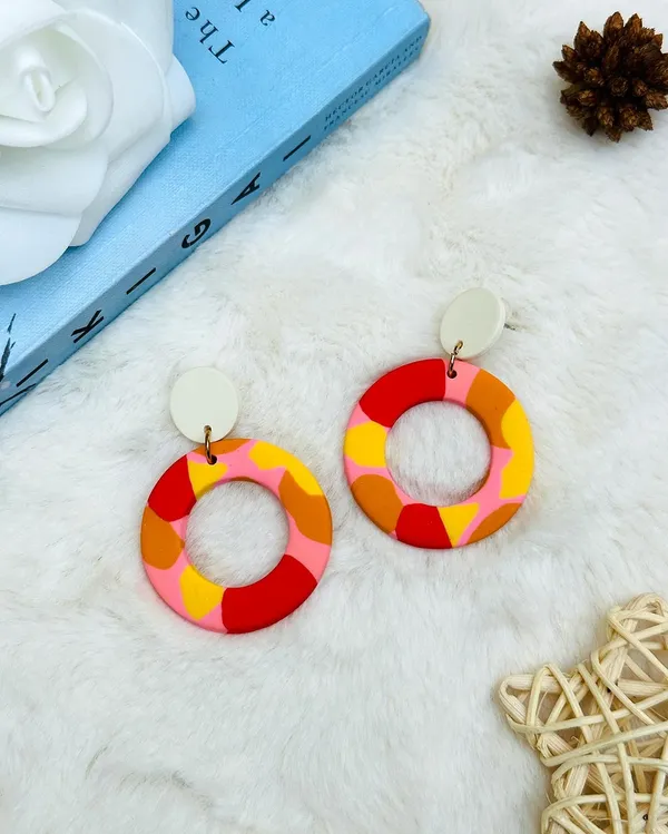 Multicolor_Premium_Polymer_Clay_Round_Earring_For_Women