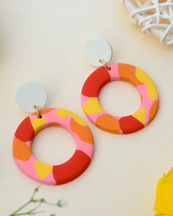 Multicolor_Premium_Polymer_Clay_Round_Earring_For_Women