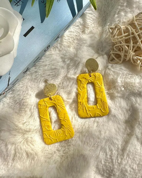Yellow_Premium_Recto_Clay_Earring_For_Women