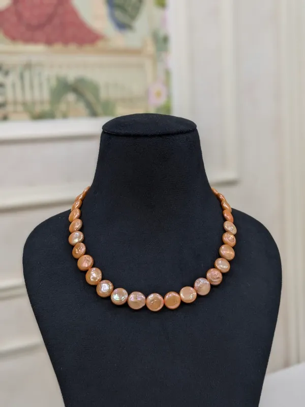 Orange__Coin_Pearl_Necklace_For_Women