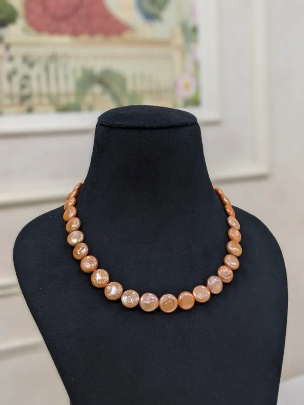 Orange__Coin_Pearl_Necklace_For_Women