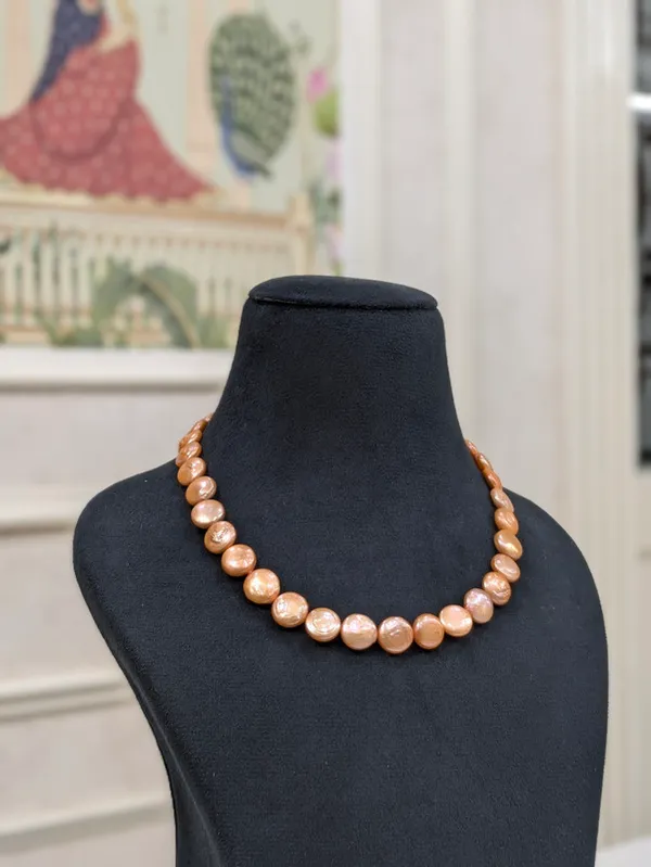 Orange__Coin_Pearl_Necklace_For_Women