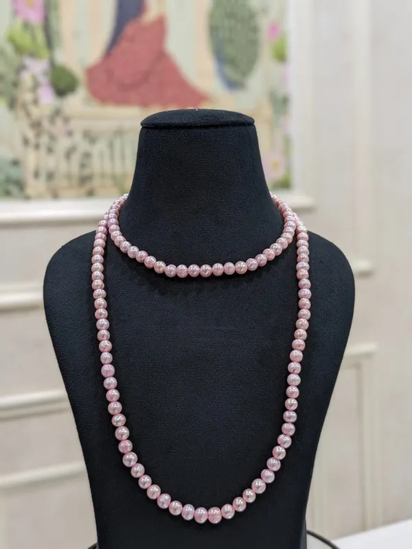 Pink__Round_Fresh_Water_Pearl_Necklace_For_Women