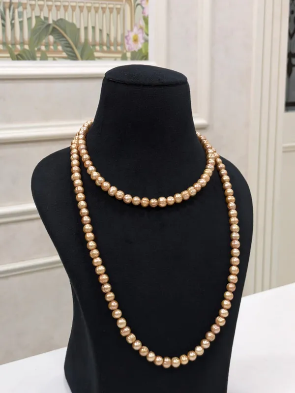 Golden__Fresh_Water_Pearl_Necklace_For_Women