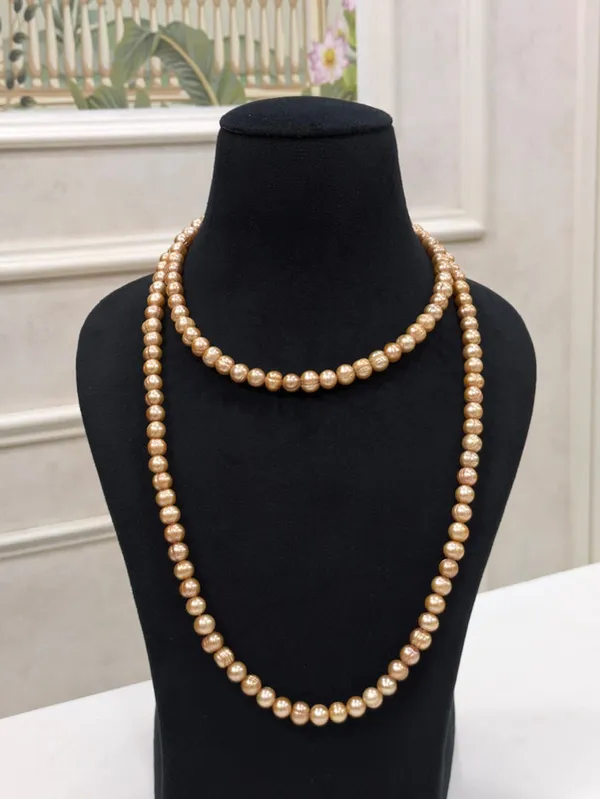 Golden__Fresh_Water_Pearl_Necklace_For_Women