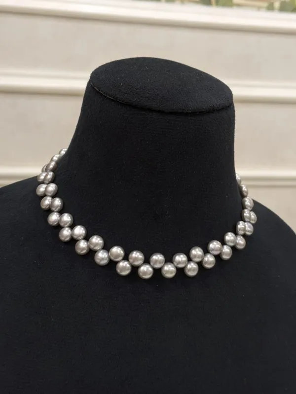 Grey__Half_Round_Fancy_Shape_Pearl_Necklace_For_Women
