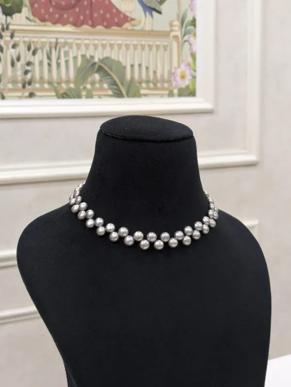 Grey__Half_Round_Fancy_Shape_Pearl_Necklace_For_Women