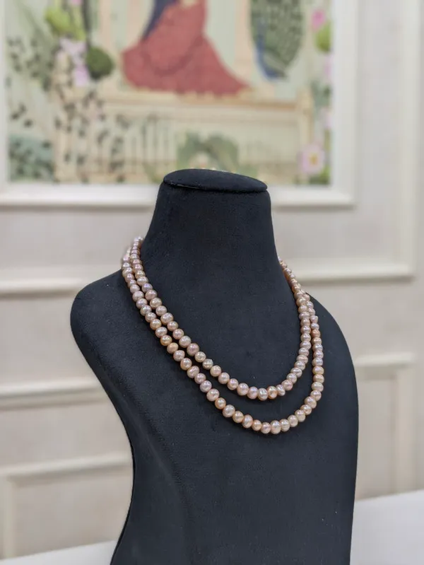 Pink__2_Layer_Round_Pearl_Necklace_For_Women