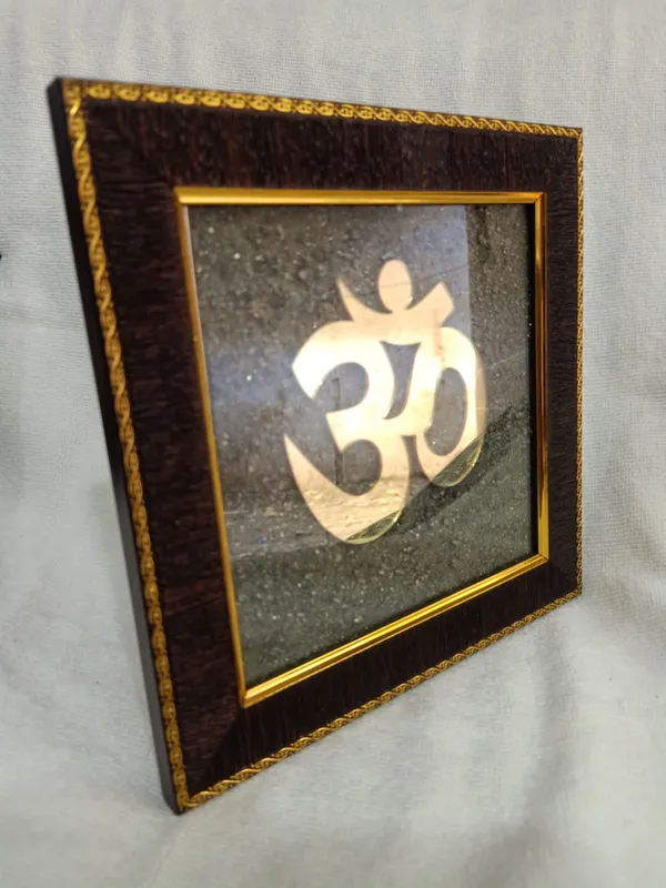 Om_Symbol_Wooden_Frame_With_Dust_Pyrite_|_Spritual_Growth_|_Astrological_Made
