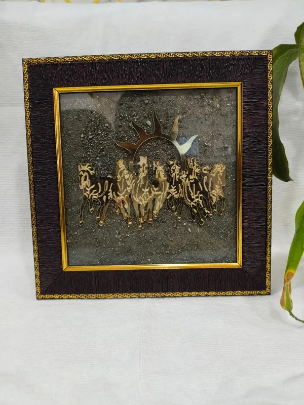 Runnig_Seven_Horse_Wooden_Frame_With_Pyrite_Dust_|_For_Success_|_Astrological_Made