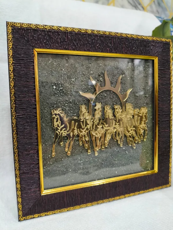 Runnig_Seven_Horse_Wooden_Frame_With_Pyrite_Dust_|_For_Success_|_Astrological_Made