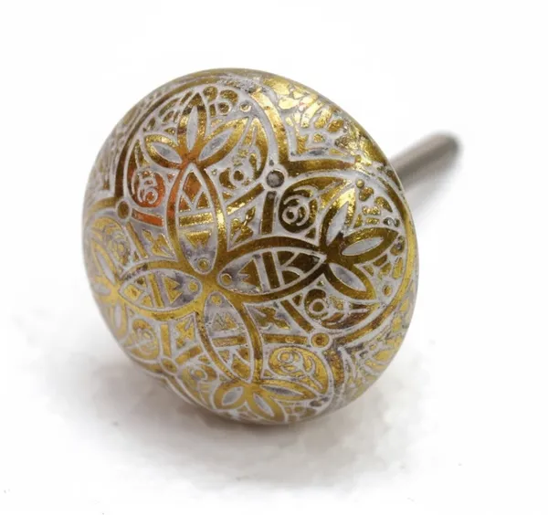 White_Washed_Golden_Brass_Etched_Knob_(Pack_Of_6)_(4L_X_4B_X_6.5H_Cm)