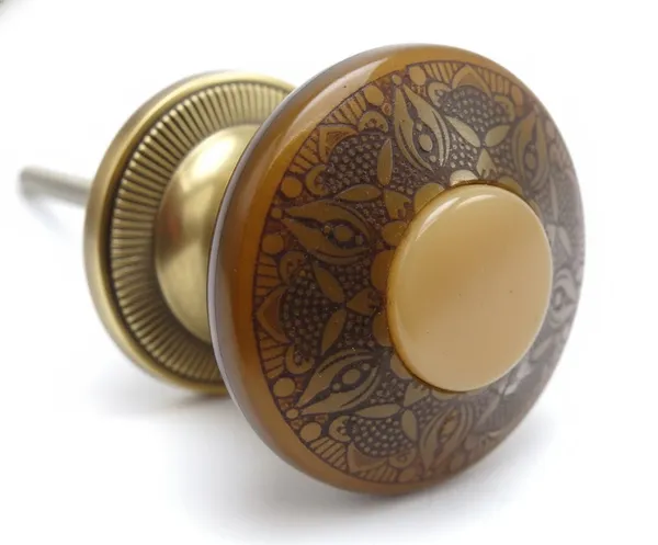 Antique_Gold_Brass_Wood_Conical_Knob_(Pack_Of_6)_(4.5L_X_4.5B_X_8.5H_Cm)