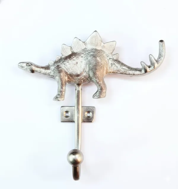 Silver_Dinosaur_Shaped_Nickel_Hook_(15L_X_15B_X_6H_Cm)