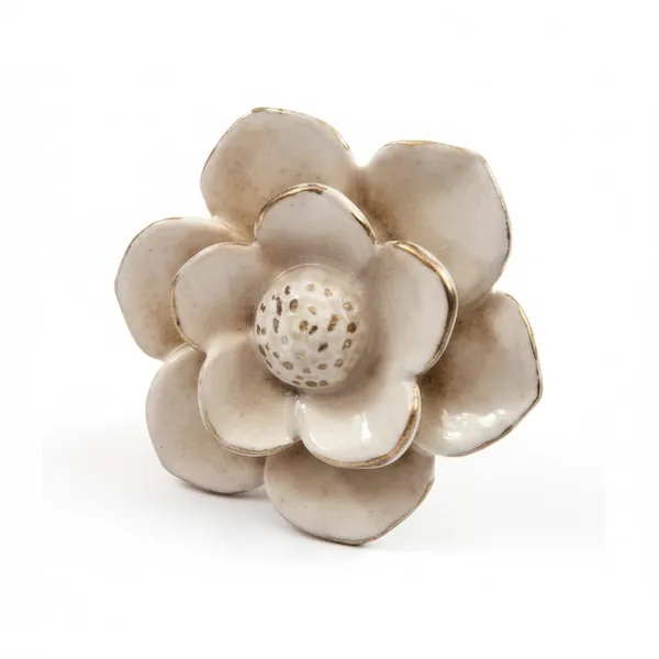 Ivory_Flower_With_Gold_Ceramic_Knob_(Pack_Of_6)_(8L_X_8B_X_9H_Cm)