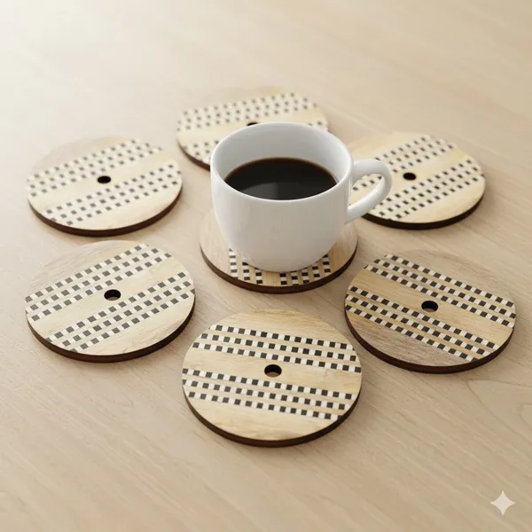 Natural,_Black_&_White_Square_Wood_Resin_Coaster_(Pack_Of_6)_(10_Cm)
